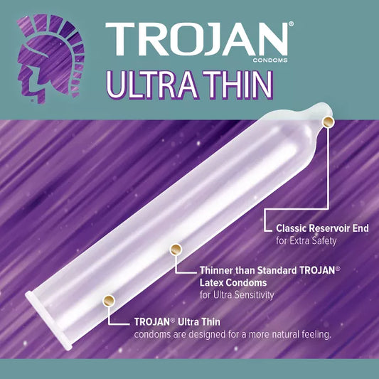 Trojan - Condom Ultra Thin For Ultra Sensitivity With Spermicidal - 12Ct