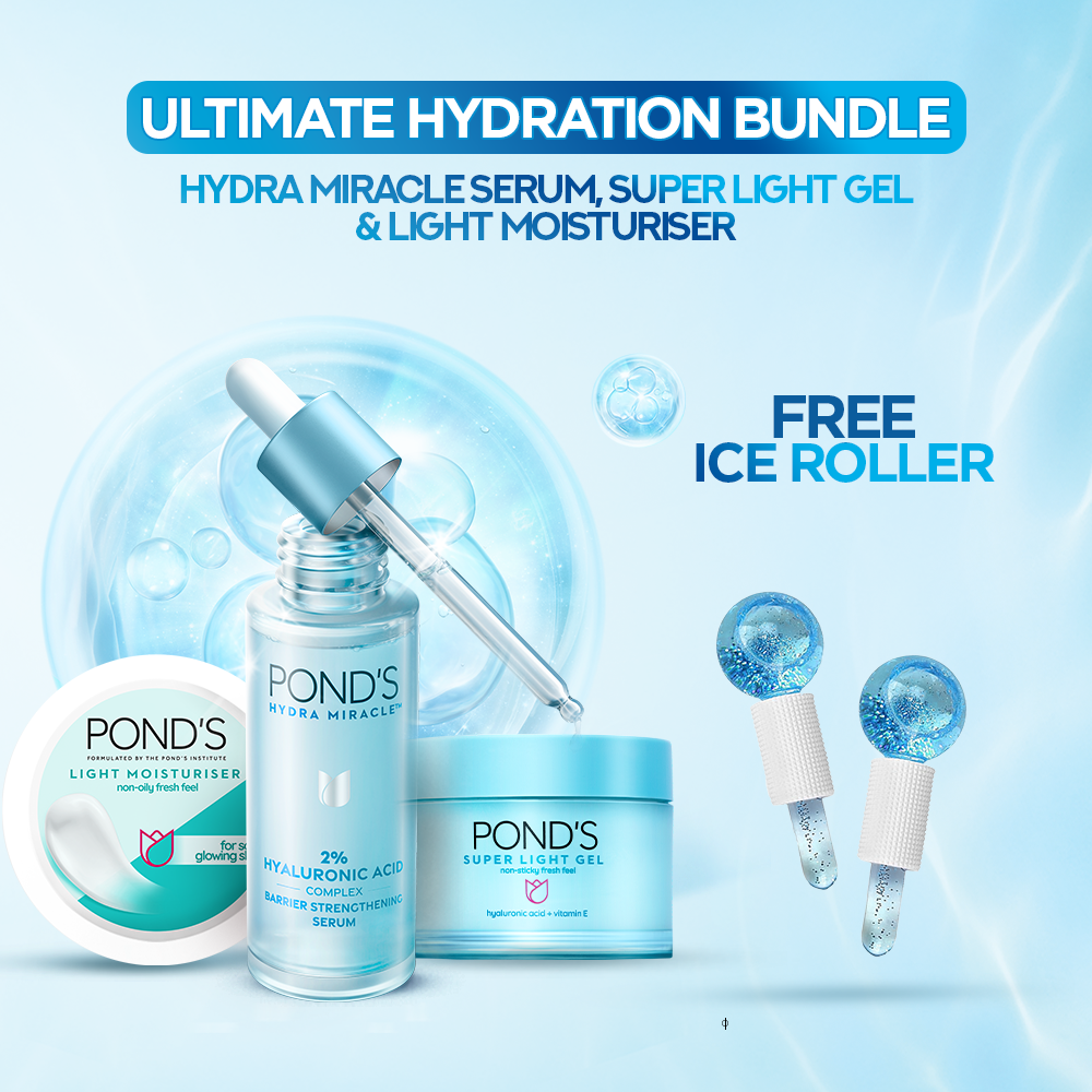 Bundle - Ponds Moisturizing Cream 75Ml + POND's Hydra Miracle Barrier Strengthening Serum - 30ml + POND'S Super Light Gel - 50G